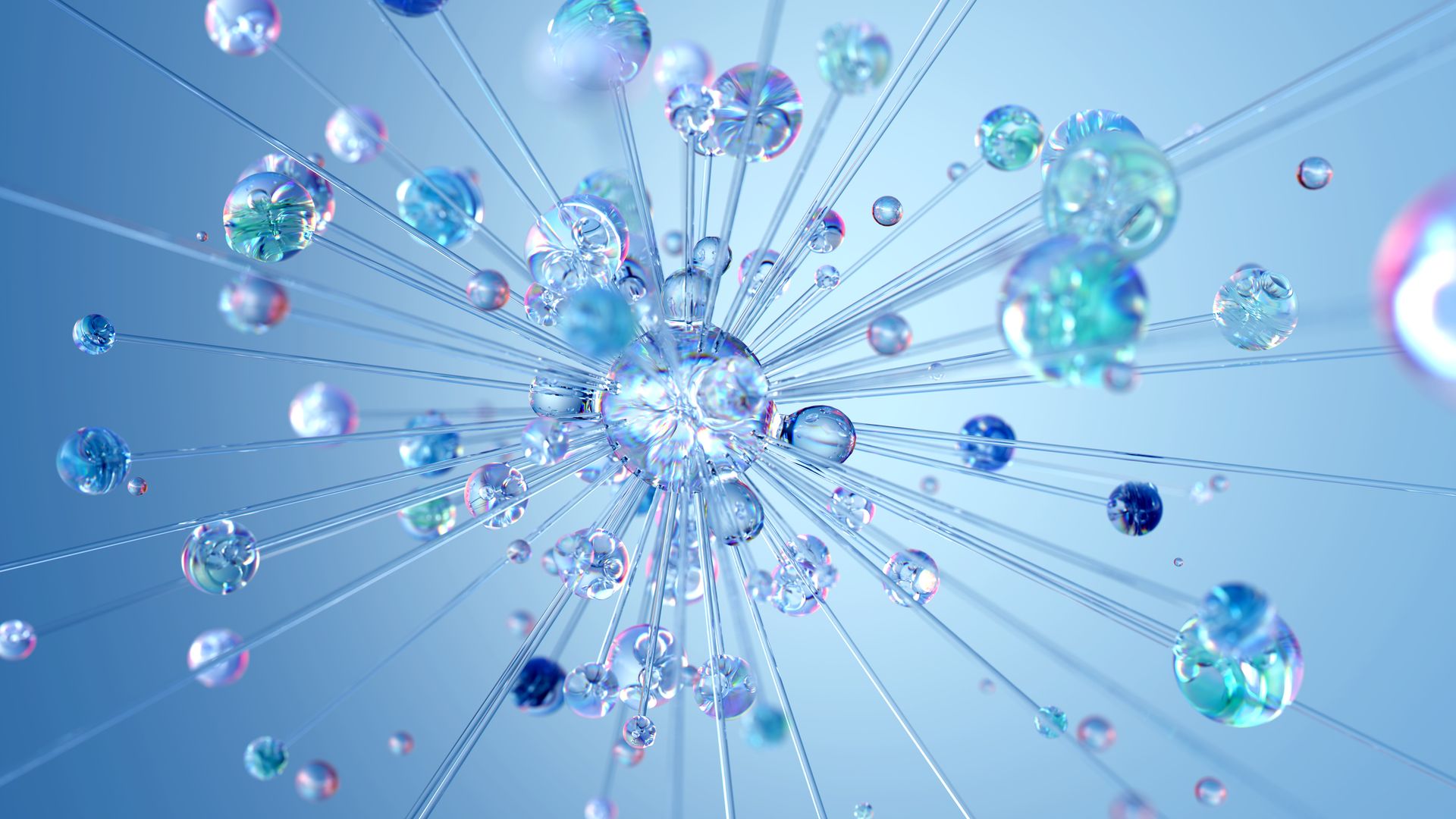Abstract crystalline nucleus with radiating molecular strands